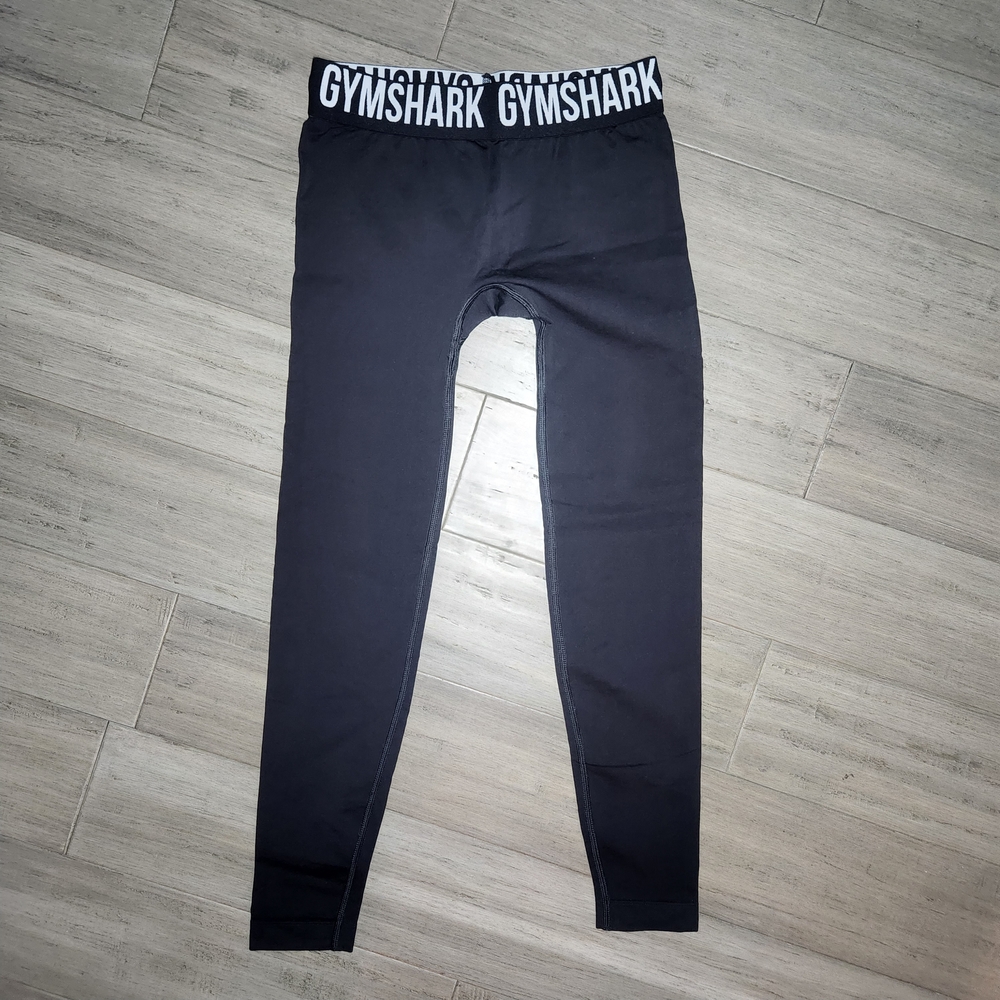 Gymshark Black Leggings with Logo Waistband